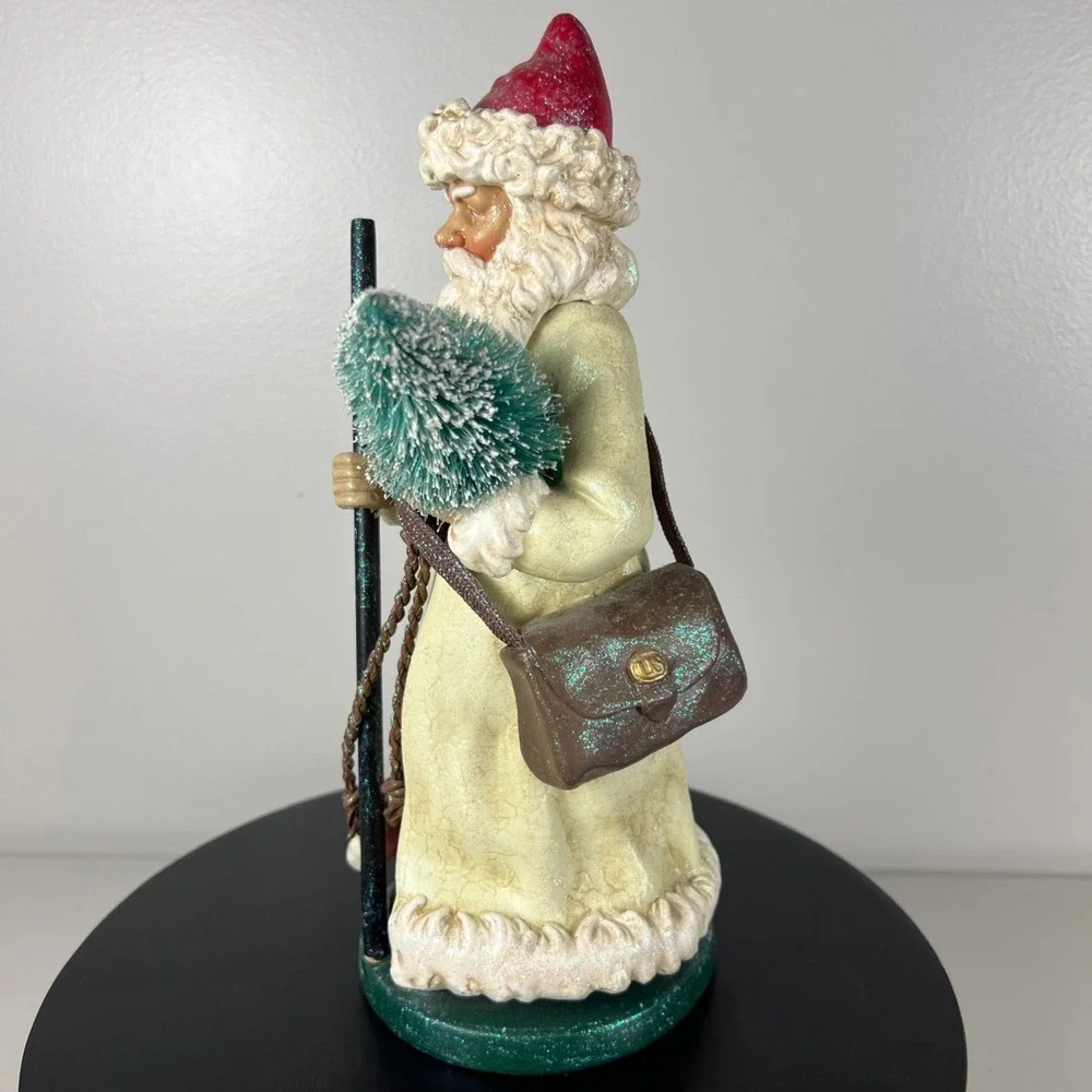 Department 56 Santa Holding Tree Bag & Stick Statue Figure for Mantle Table 12